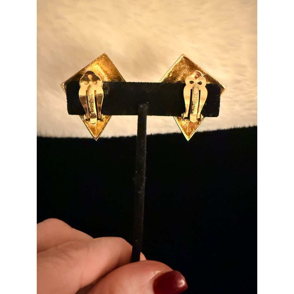 Givenchy Vintage Couture Crystal Pyramid Clip-on Earrings - Picture 6 of 11